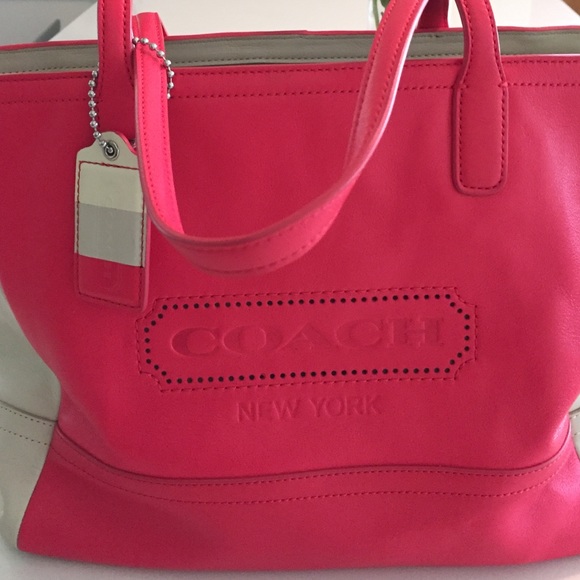 Coach leather pink and cream tote! - Picture 2 of 4